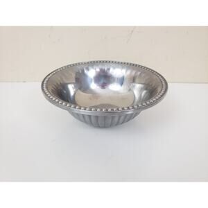 RWP Wilton Armetale Flutes & Pearls Round Dipping Bowl Silver Pewter Aluminum
